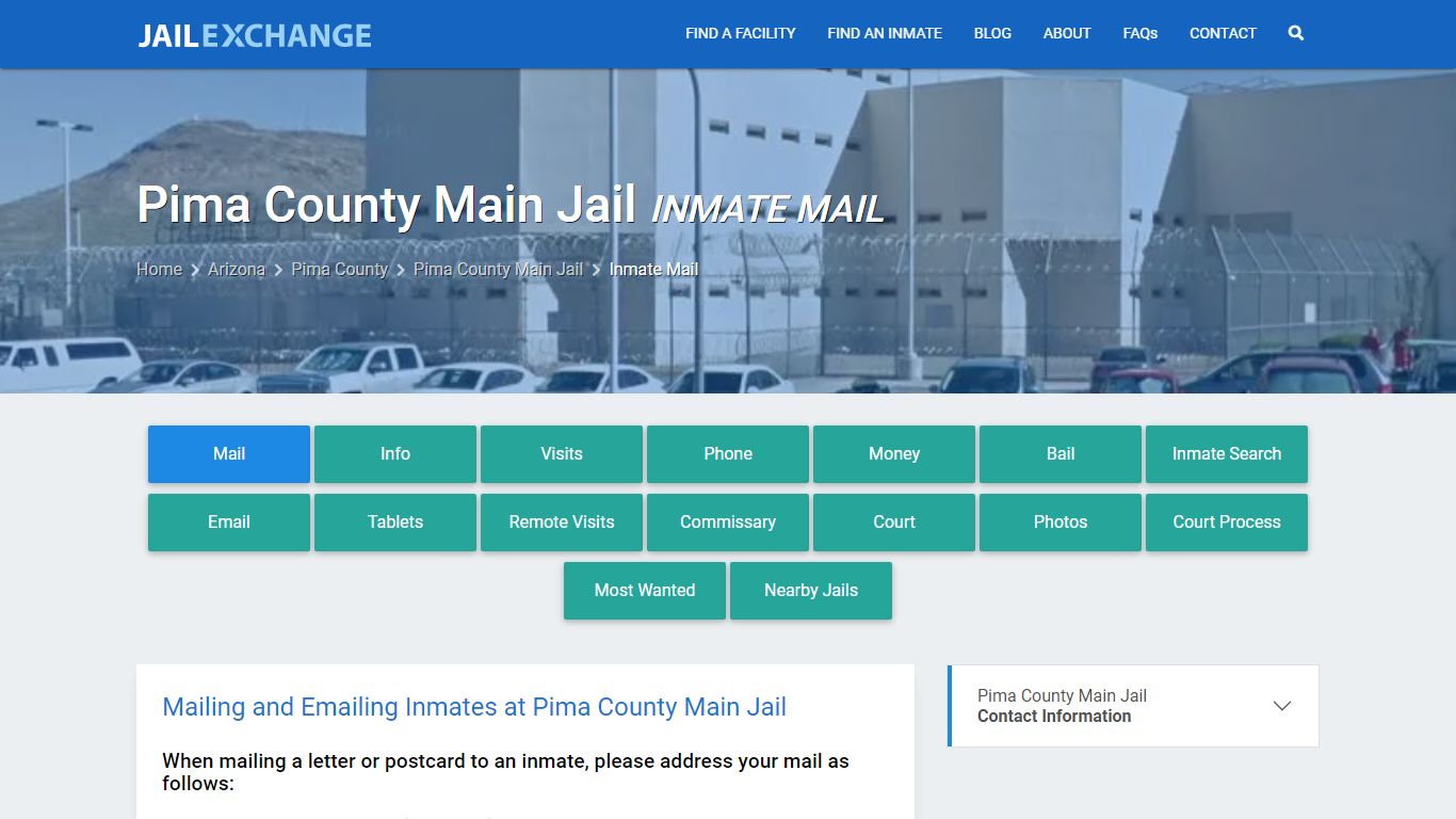 Inmate Mail - Pima County Main Jail, AZ - Jail Exchange