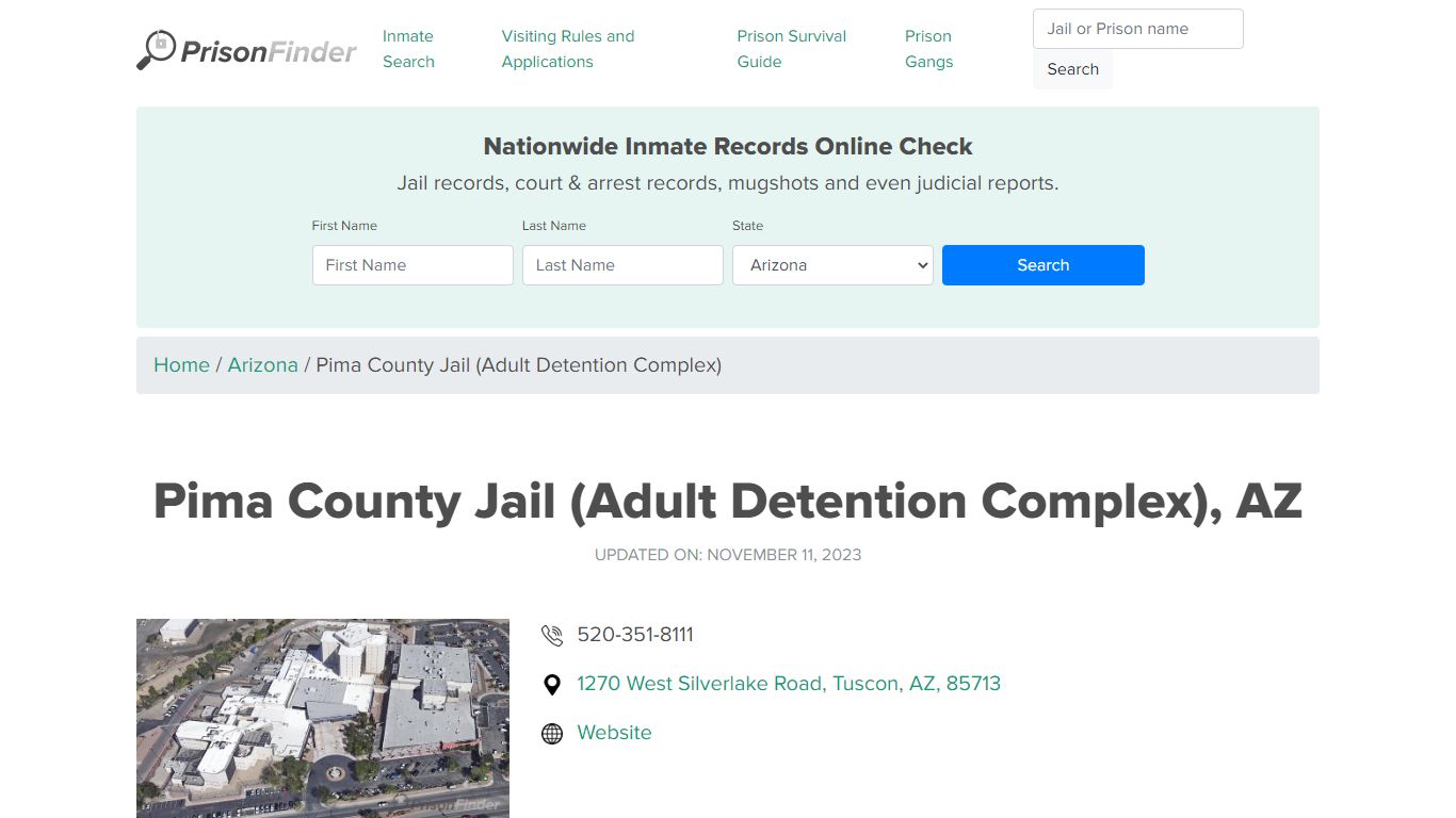 Pima County Jail (Adult Detention Complex), AZ Inmate Search, Mugshots ...